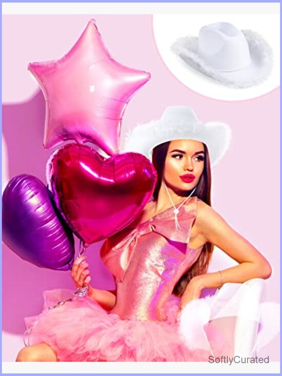 12 Cowgirl Hats with Feather Boa Trim Western Party Costume Accessories main image 4